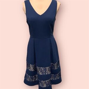 2/$25 Navy A-Line Lace Trim dress